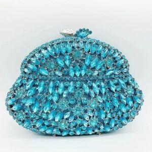 Elegant Blue Crystal Clutch